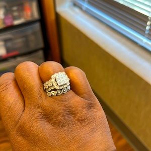 Diamond wedding ring and band